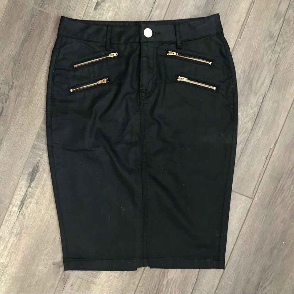 Express Black Denim High-Waisted Pencil Skirt